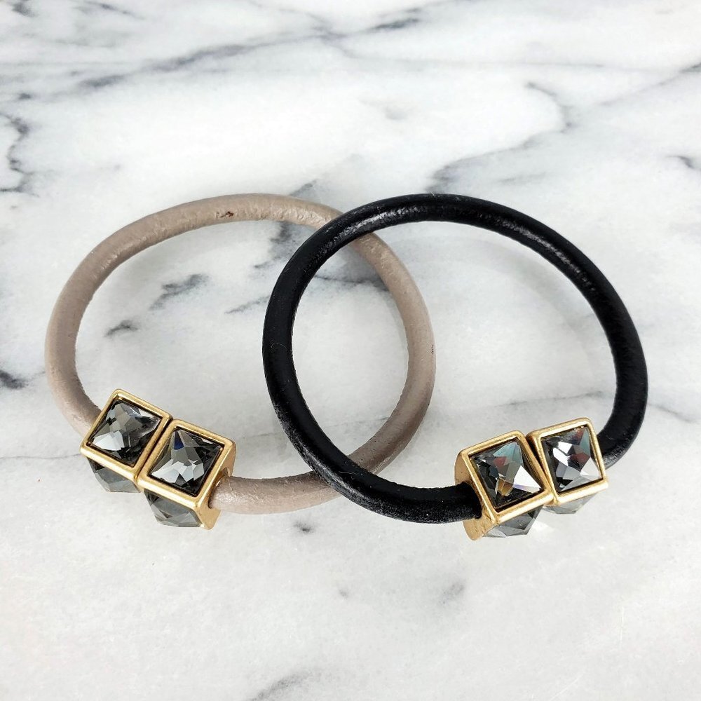Magnetic Crystal‎ Cube Cuff Bracelet Set